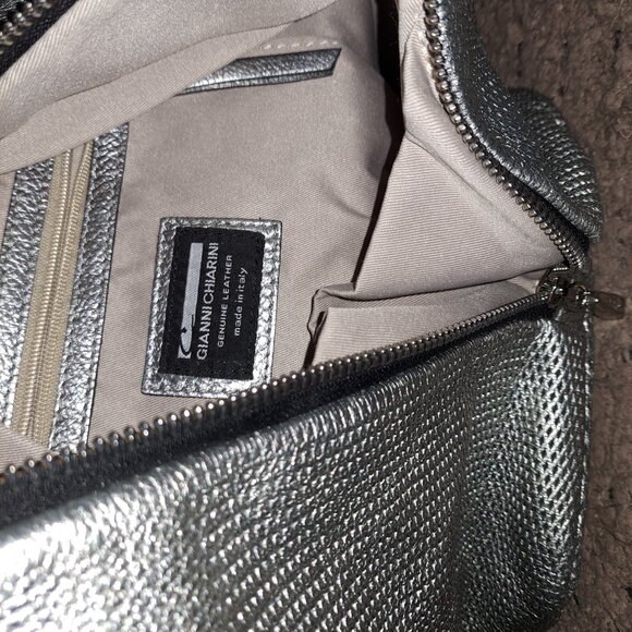GIANNI CHIARINI-Silver Leather Lined Backpack-Perforated Lower Half-Near Mint main image 5